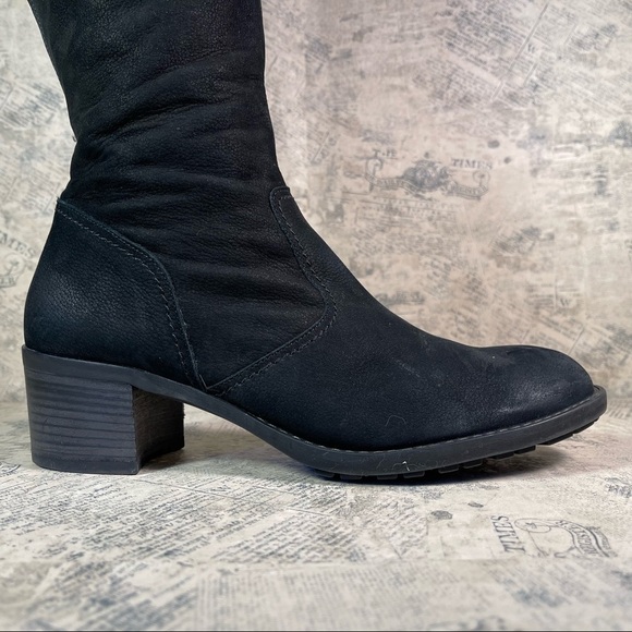 Paul Green Women's Black Suede Leather Buckle Zippered Tall Boots - Picture 2 of 15